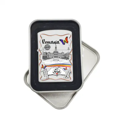 Arad romania, bricheta metalica personalizata cu mesaj